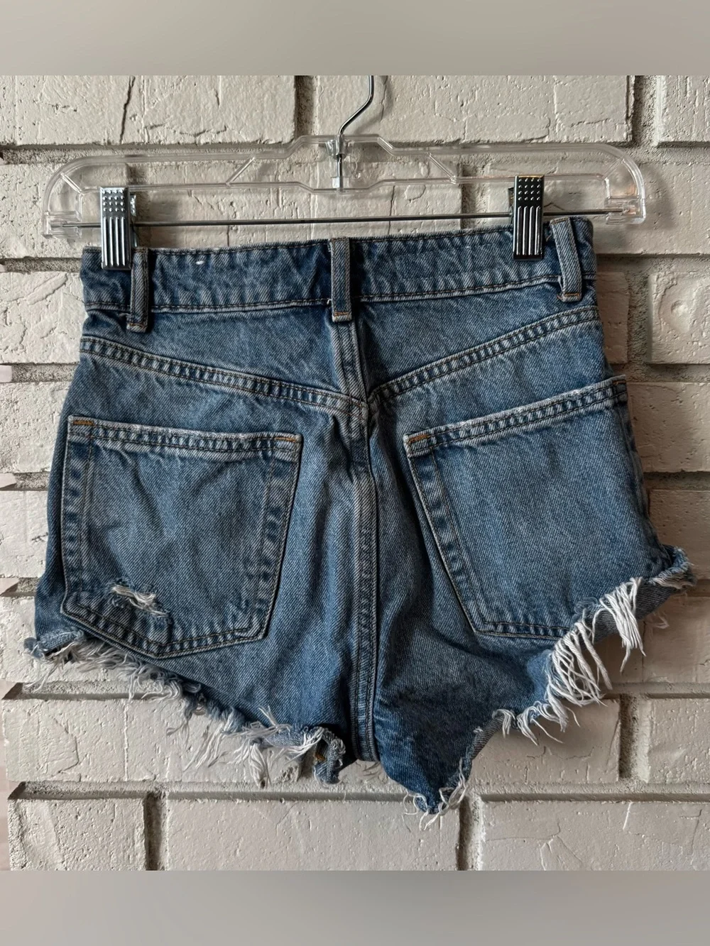 Zara Distressed Blue Denim Shorts